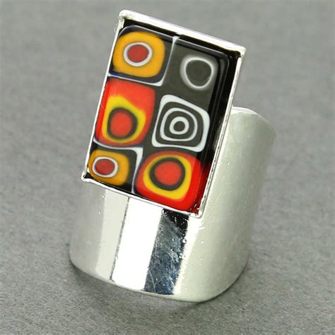Murano Rings Murano Mosaic Rectangular Ring Multicolor