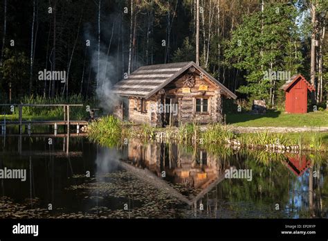 Estonia Wooden Smoke Sauna In Sokka Holiday Resort Stock Photo Alamy