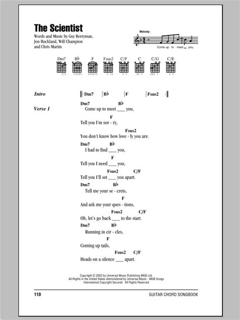 I had to find you tell you i need you tell you i set you apart. The Scientist Sheet Music | Coldplay | Guitar Chords/Lyrics