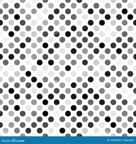 Seamless Polka Dot Pattern Grey Dots In Random Sizes On White