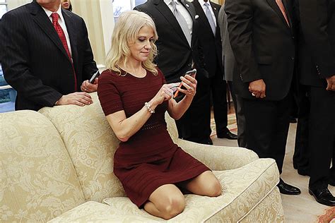 Kellyanne Conway Kneels On Oval Office Couch Twitter Erupts HeraldNet Com