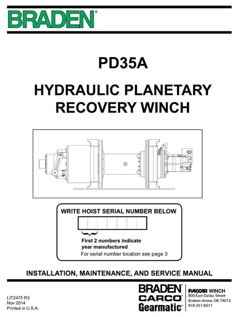 Paccar Winch Braden Pd A Installation Maintenance And Service Manual