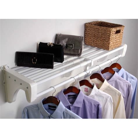 A wire closet rod with integrated shelf is the least expensive way to build a closet. EZ Shelf 28"-50" Expandable Closet Shelf and Rod, White, 2 ...