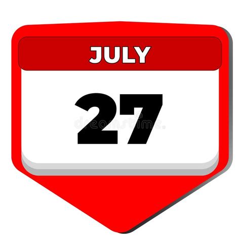 27 July Vector Icon Calendar Day 27 Date Of July Twenty Seventh Day