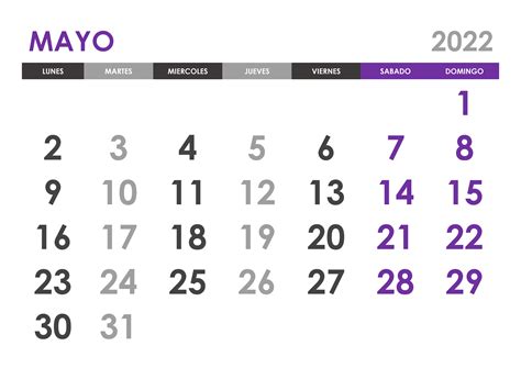 Calendario Mes De Mayo 2022 Para Imprimir