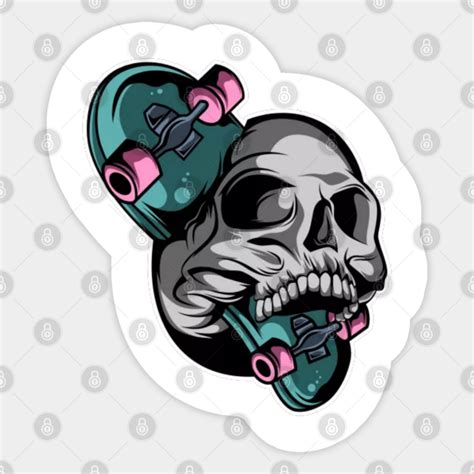 Skateboard Skull Design Skateboard Sticker Teepublic