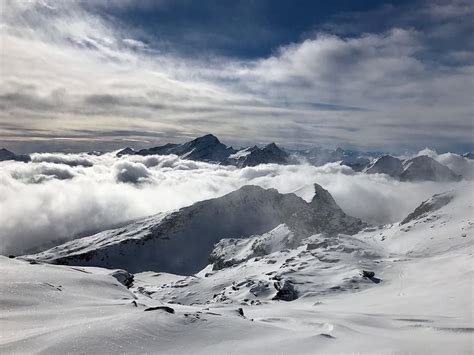 Hd Wallpaper Mountain Landscape Peak Summit Snow View Aesthetic