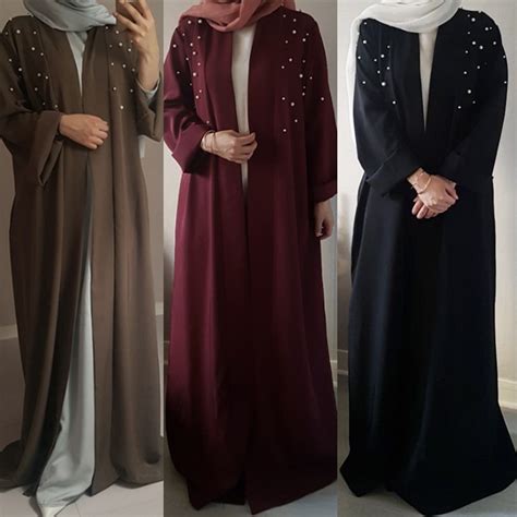 Muslim Abaya Beading Dress Cardigan Beading Tunic Long Robes Kimono