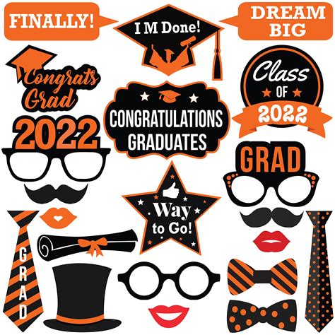 Buy Orange Graduation Photo Booth Props 2022 Graduation Props 2022