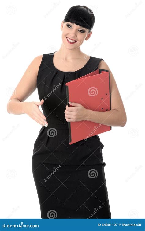 Welcoming Professional Assertive Business Woman Holding A File Stock Image Image Of Cute