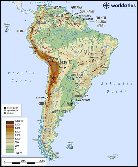 Map Of Latin America South America Physical And Political 548