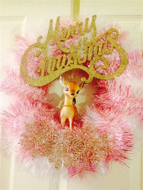 Kitsch Vintage Pink Christmas Wreath With Snow White By Darnsweet