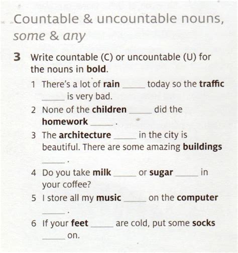 Countable And Uncountable Nouns Online Activity For University