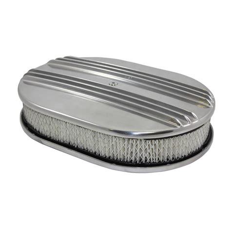 Built Tough Performance Polished Aluminum 12in X 2in Oval Air Cleaner Kit