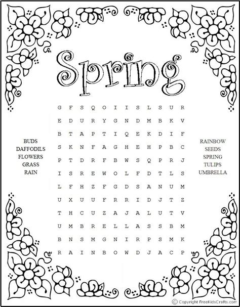 Springtime Word Search There Are 10 Hidden Words In This