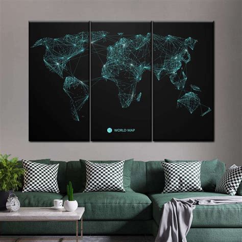 Network Connection World Map Multi Panel Canvas Wall Art Elephantstock