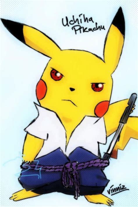 No Its Pikachu Uchiha Pikachu Pokemon Anime Crossover