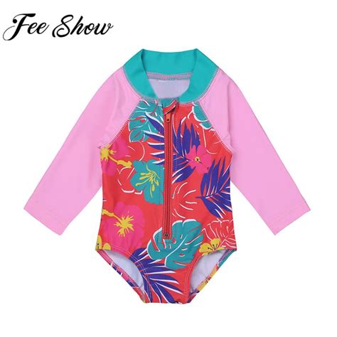 Feeshow Baby Girls Swimwear Newborn Baby Girls Floral Printed Swimsuit