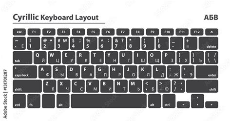 Cyrillic Alphabet Keyboard Layout Set Isolated Vector Illustration