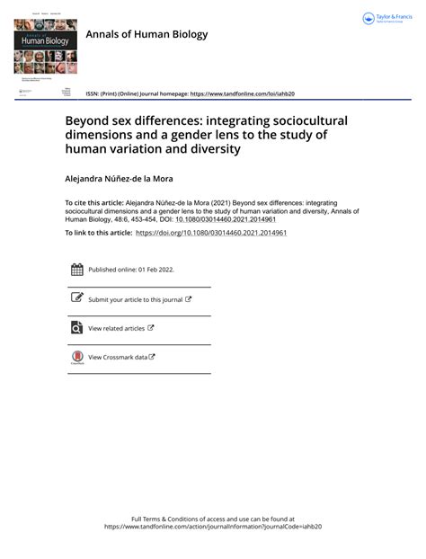 pdf beyond sex differences integrating sociocultural dimensions and a gender lens to the
