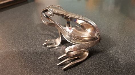 Stainless Steel Frog Made From Recycled Spoons And Forks Welding Art
