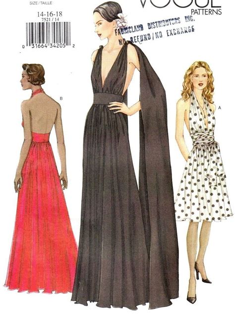 Ball Gown Sewing Patterns Vtg Uc Vogue Pattern 7521 Backless Evening