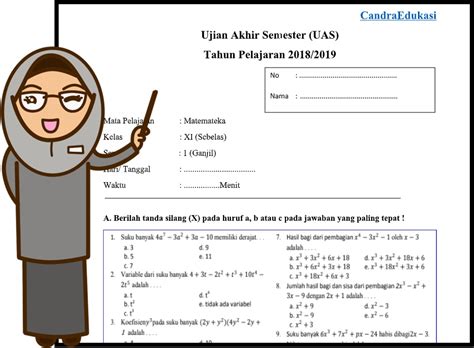 Soal UAS Matematika Peminatan Kelas XI Semester 1 - Contoh Materi
