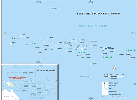 large detailed physical map of micronesia with roads