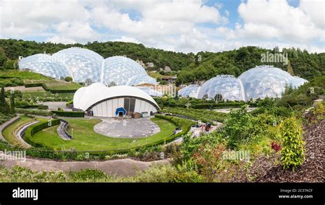 A Panoramic View Of The Eden Project Near St Austell In Cornwall Stock