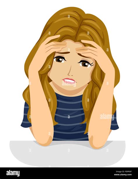 Illustration Of A Teen Girl With Hands On Her Face Worried And Stressed