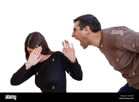 Domestic violence scene with a abusing husband or boyfriend shouting