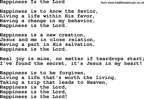 Baptist Hymnal Christian Song Happiness Is The Lord Lyrics With Pdf