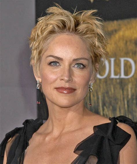 Hair styles on pinterest | sharon stone short hairstyles and. Sharon Stone Short Straight Casual Hairstyle - Honey ...