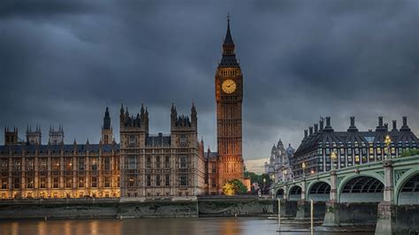 Houses Of Parliament On A Cloudy Evening In London Bing Wallpaper