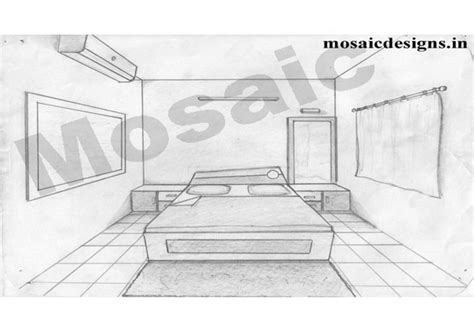 One Point Perspective Bedroom Drawing At Explore