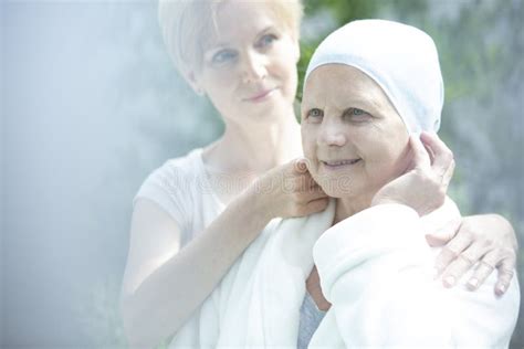 Caregiver Helping Sick Woman With Cancer Stock Image Image Of Cancer
