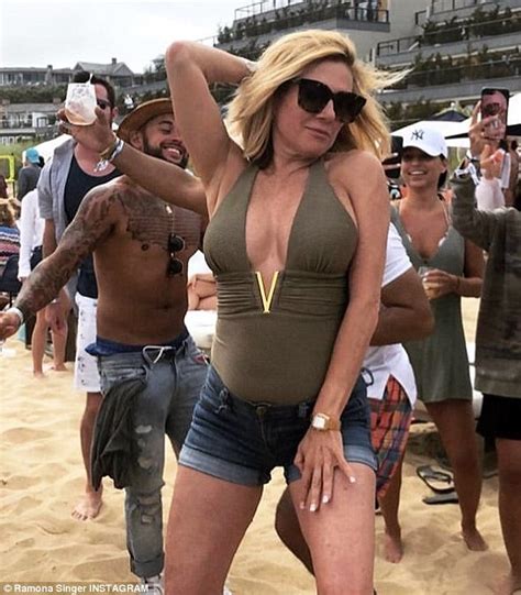 Ramona Singer 61 Flaunts Chest In Plunging Swimsuit During Some