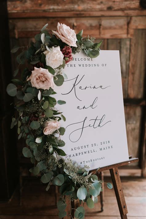 Rustic Wedding At Live Well Farm In Harpswell Maine Welcome Sign