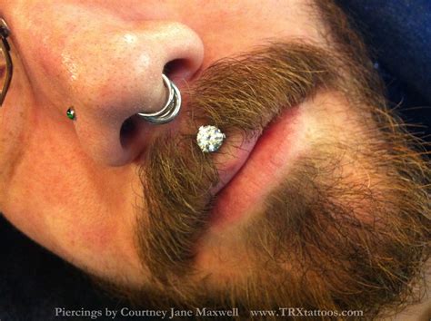 Philtrum With 6mm Prong Set Czs Septum With Stacked Continuous Rings