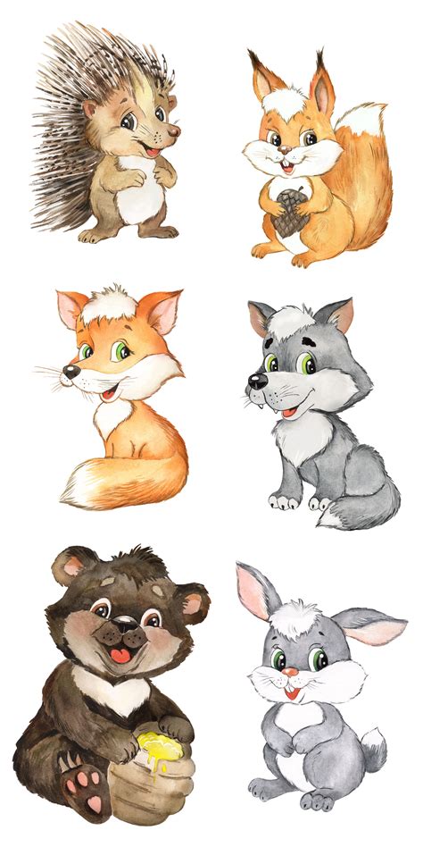 Forest Animals Watercolor Clipart Forest Woodland Animals Kids Clipart