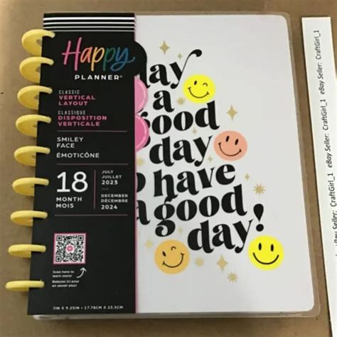 New Happy Planner 2023 2024 Smiley Face Classic Vertical Layout 18