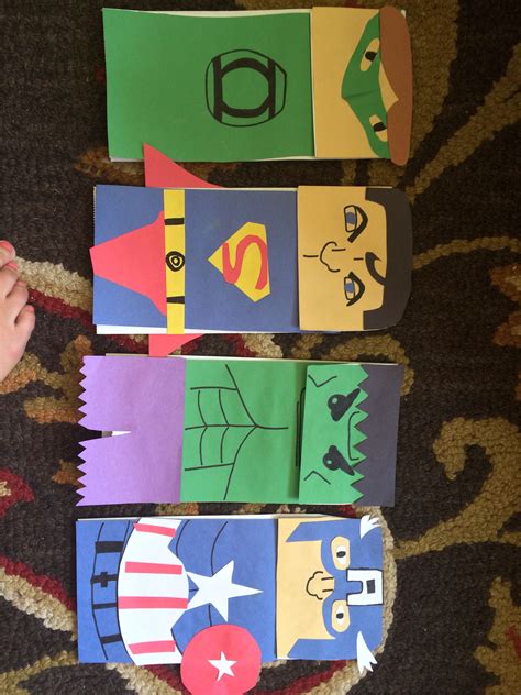 Super Hero Paper Bag Puppets More Kids Crafts Summer Crafts Crafts