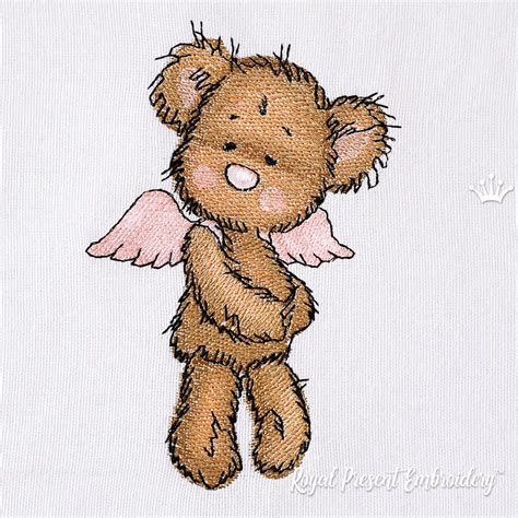 Teddy Bear With Angel Wings Machine Embroidery Design 4 Etsy