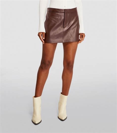 Frame Brown Leather Mini Skirt Harrods Uk