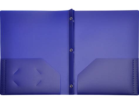 2 Pocket Plastic Folder With Fasteners Blue Plastic Folder