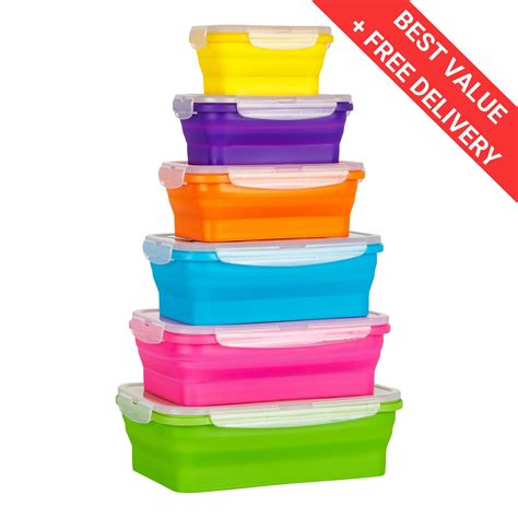 Flat Stacks Collapsible And Stackable Silicone Food Storage Containers