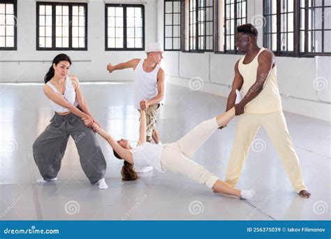 Dancers Perform Theatrical Dance In Classroom Stock Image Image Of