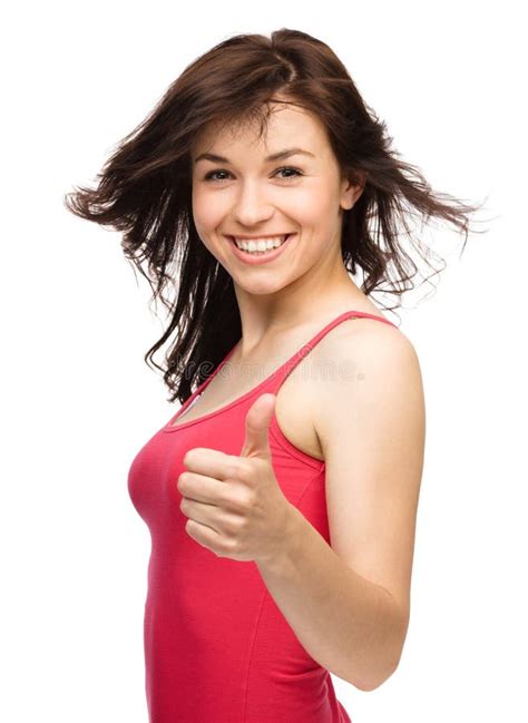 Woman Is Showing Thumb Up Gesture Stock Image Image Of Human Gesturing