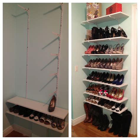 Stylish shoe storage on shelves. Pin by KolbyLynn Oden on Crafts | Shoe closet diy, Shoe ...