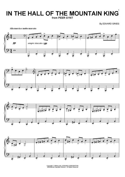 In The Hall Of The Mountain King Piano Sheet Music